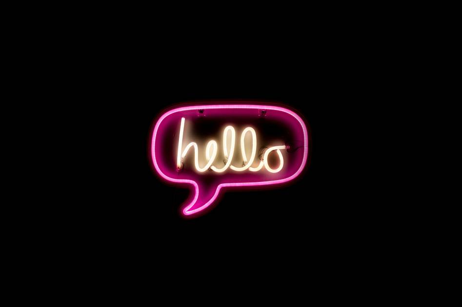 Neon sign glowing in modern living room setting